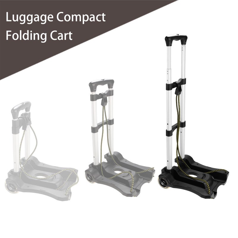 Aceshin Portable Hand Truck Aluminum Folding Luggage Cart Lightweight Compact Trolley with Elastic Hook Rope for Travelling Moving Luggage Personal and Office Use 80 LB - Image 3